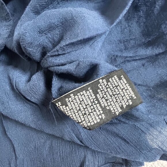 Zac & Rachel Womens Blue Crinkle Roll-Tab Sleeve Button-Front Henley Top Small - Picture 5 of 8